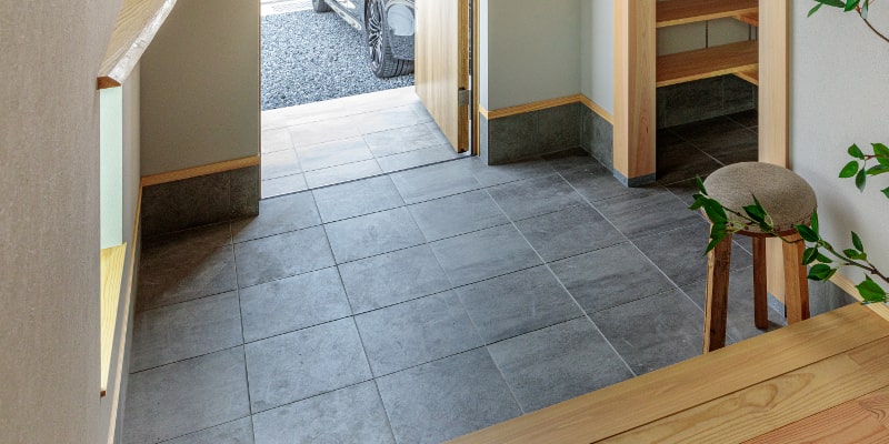 床タイル　ブルー＆ホワイト